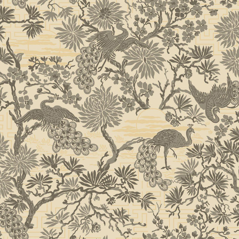 Asian Garden Wallpaper - Metallic/Beige