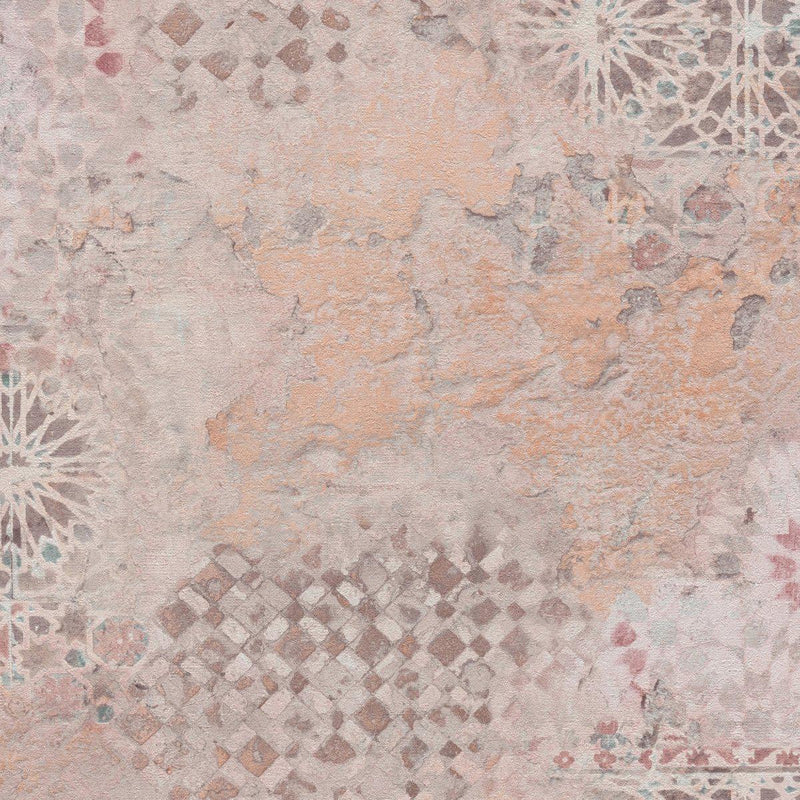 Sample - Barcelona Mosaic Wallpaper - Brown - Orange