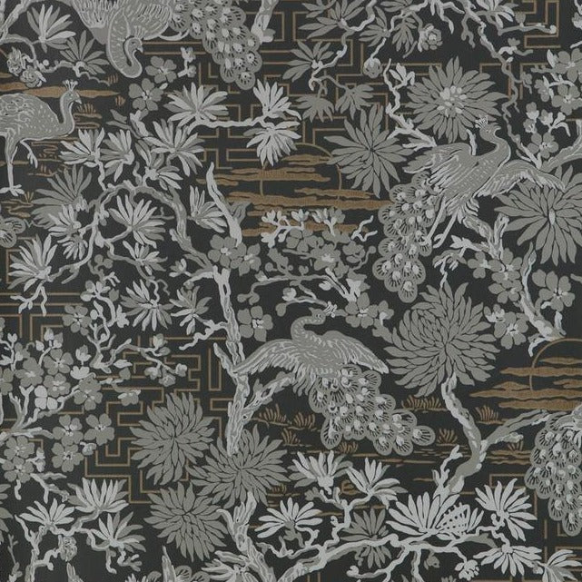 Asian Garden Wallpaper - Black