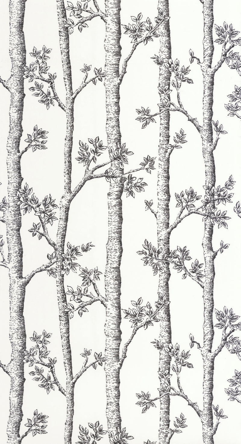 Woodlands Wallpaper - White/Black