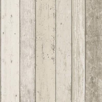 Distressed Wood Wallpaper - Cream