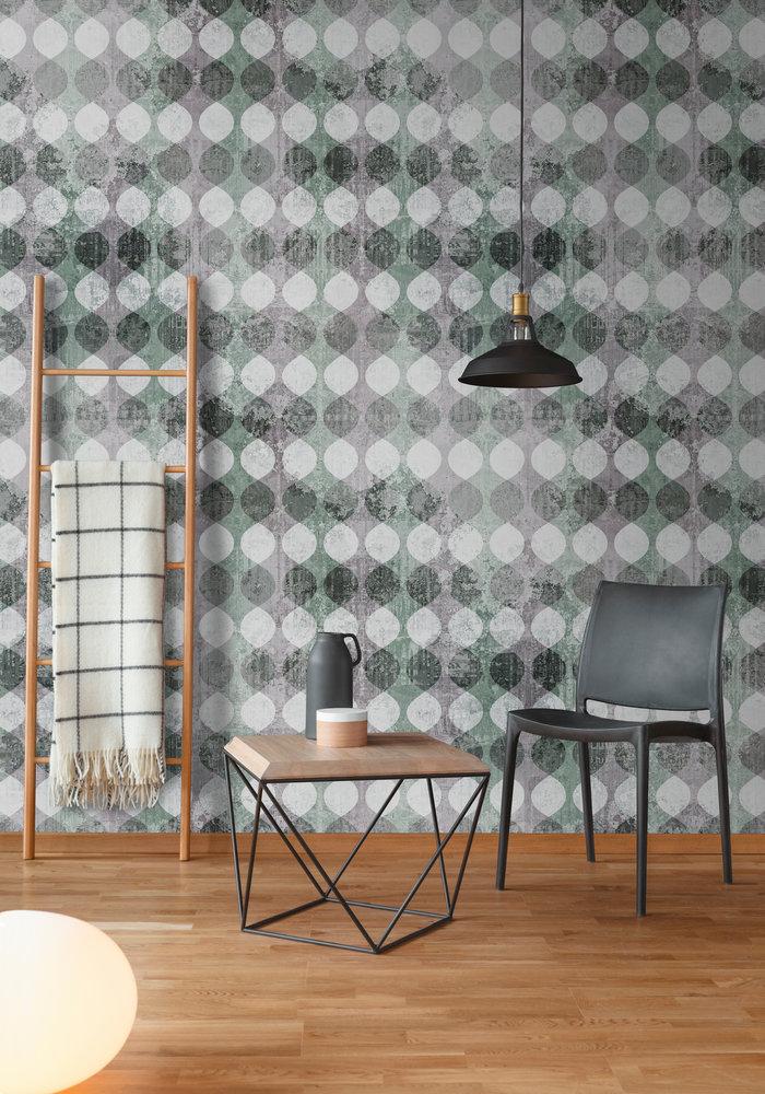 Garland - Custom Sized Wallpaper Mural (per m2) - Green/Grey