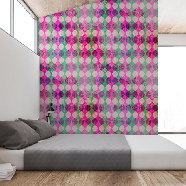 Garland - Custom Sized Wallpaper Mural (per m2) - Pink/Green