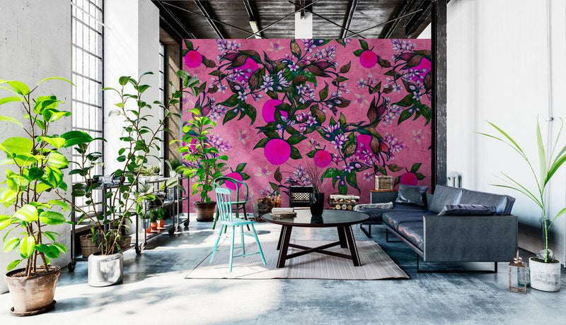 Grapefruit Mural - Pink/Purple - Custom Sized Wallpaper Mural (per m2)