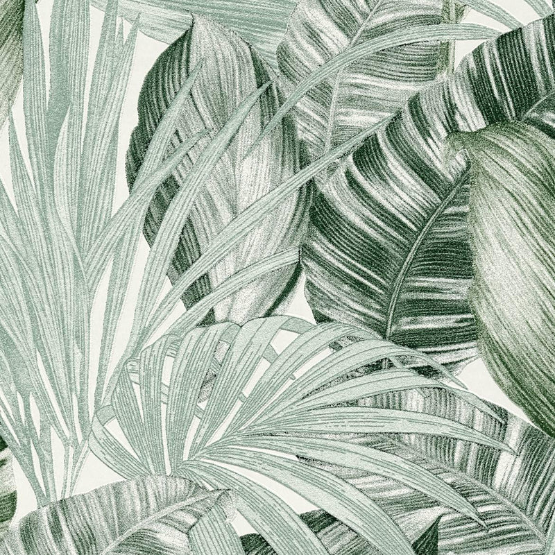 Jungle Sketch Wallpaper - Dark Green