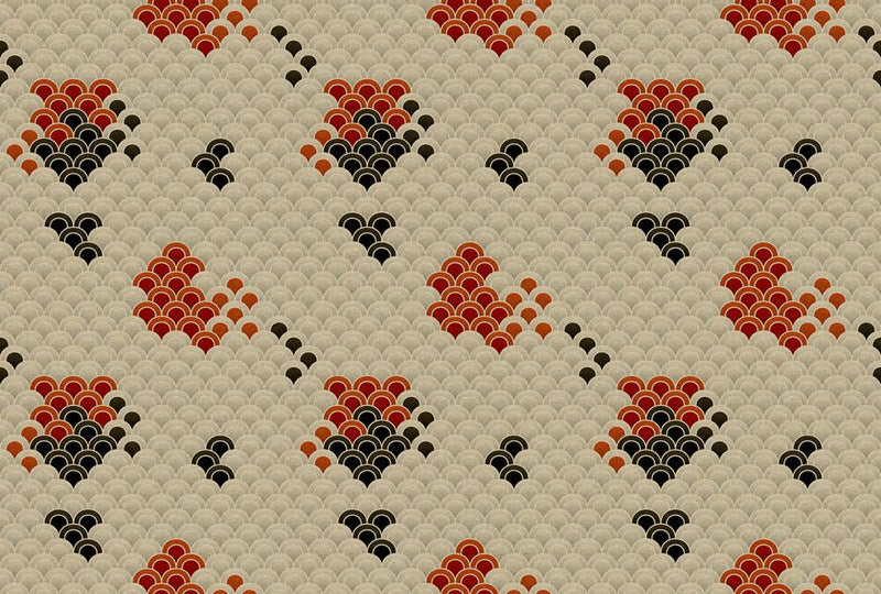 Digital Koi  - Koi 1 - Custom Sized Wallpaper Mural (per m2) - Neutral/Red