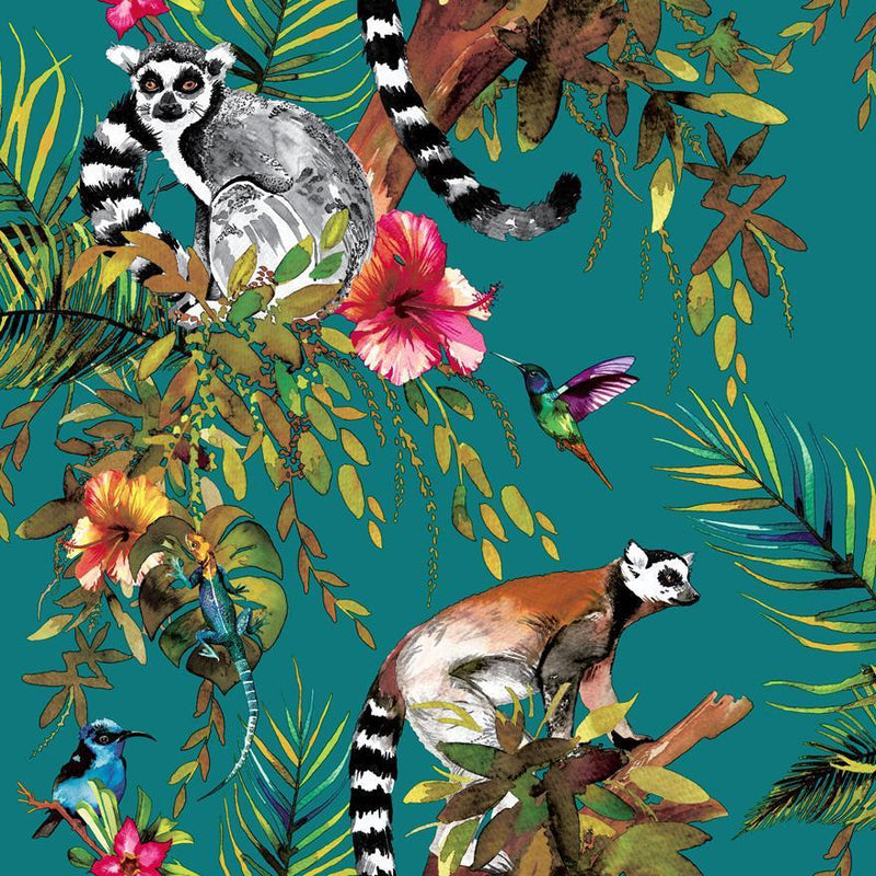 Sample - Lemur Wallpaper - Teal