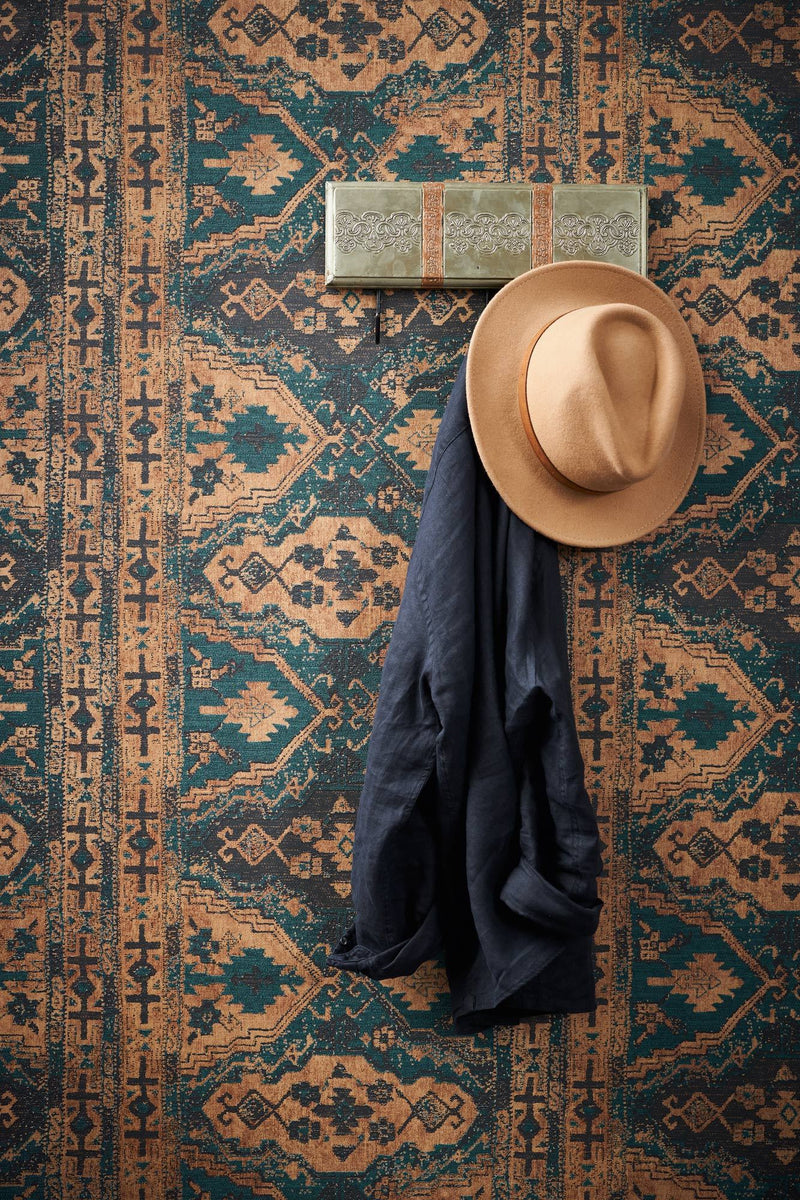 Marrakesh Carpet Wallpaper - Blue Black