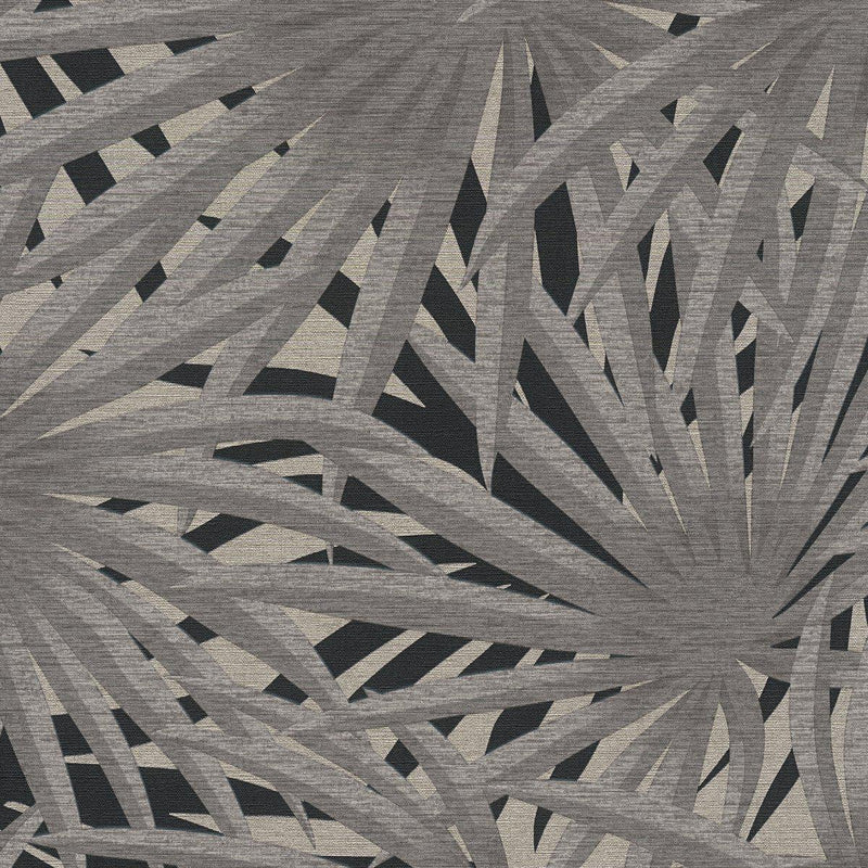 Marrakech Palms Wallpaper - Grey/Metallic/Black