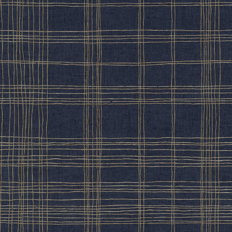 New York Threads Wallpaper - Deep Blue/Metallic