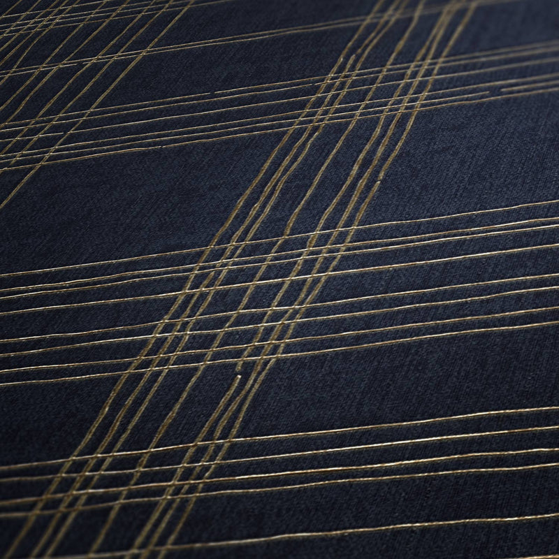 New York Threads Wallpaper - Deep Blue/Metallic