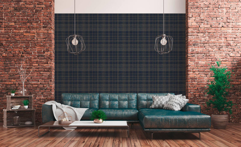 New York Threads Wallpaper - Deep Blue/Metallic