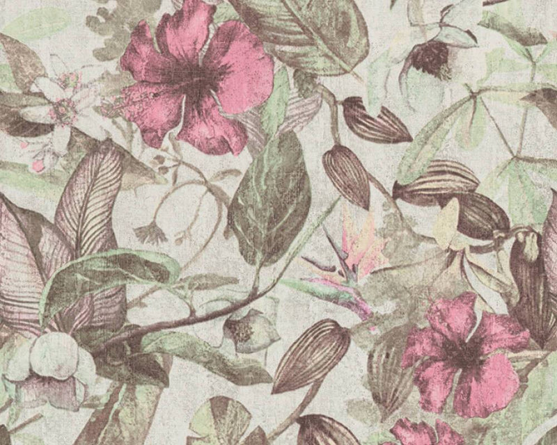 Graphic Floral Wallpaper - Pink