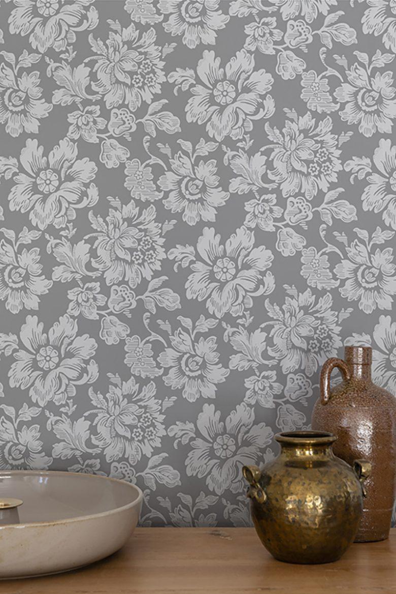 Rococo Hogstatorpet Wallpaper - Grey