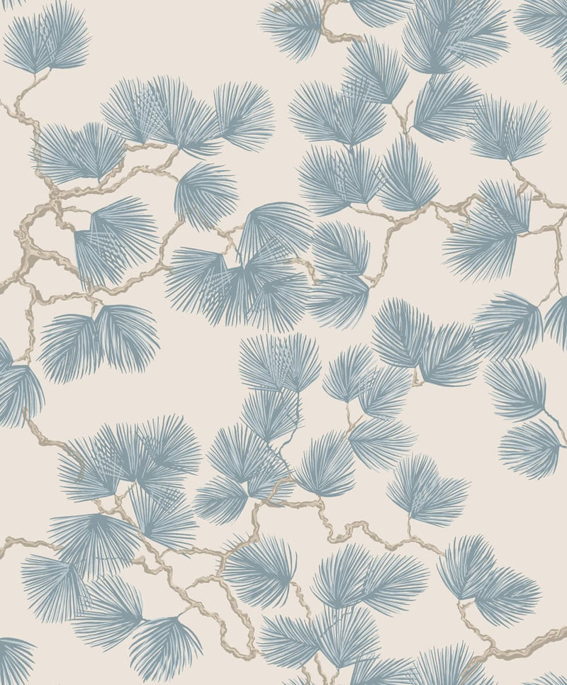 Pine Wallpaper - Misty Blue