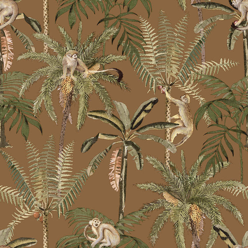 Sample - Ateles Spider Monkey Wallpaper - Burnt Orange