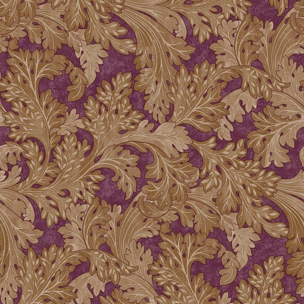 Sample - Forenza - Ornate Leaves Wallpaper - Berry