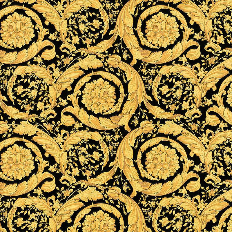 Versace Floral Garland 2 Wallpaper - Gold/Black