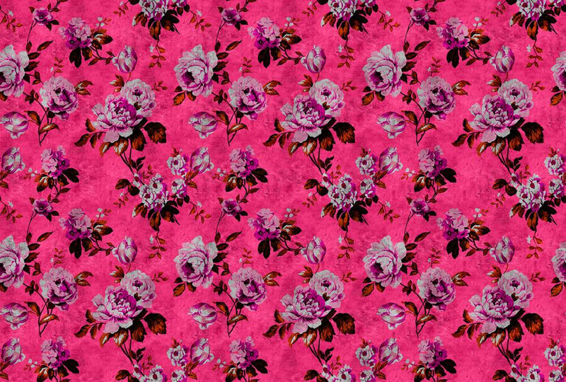 Wild Rose - Custom Sized Wallpaper Mural (per m2) - Bright Pink