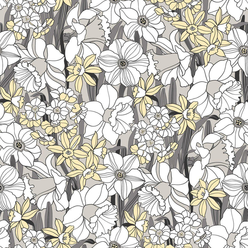 Daffodil Wallpaper - Grey