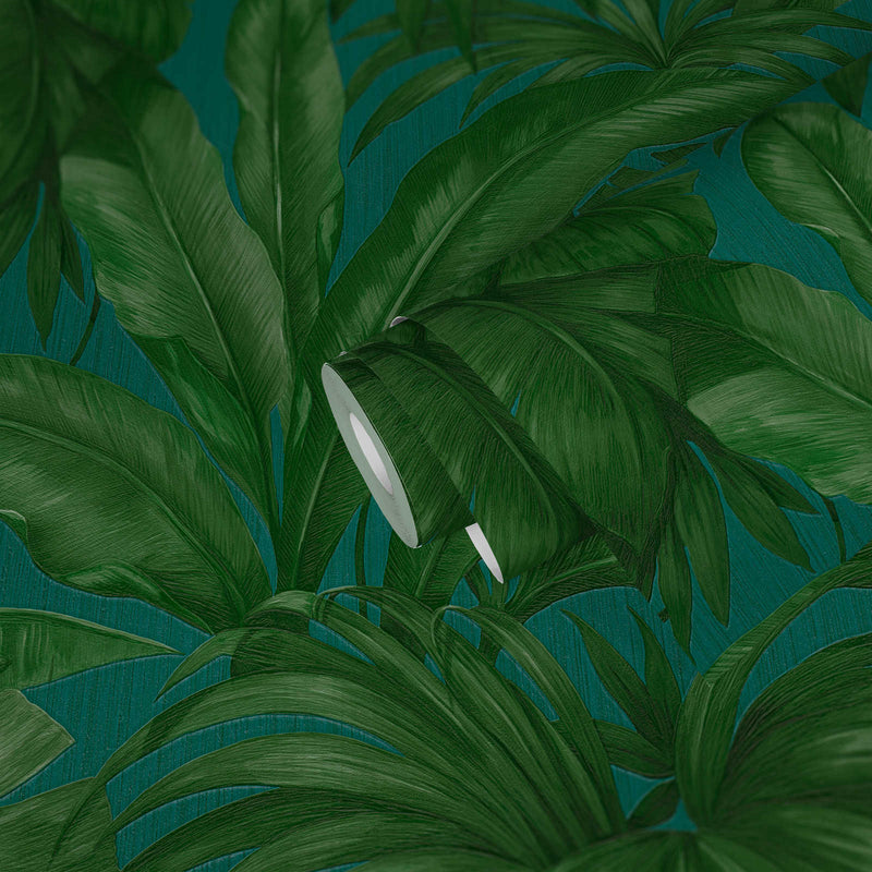 Versace Giungla Palm Leaves Wallpaper - Green/Teal