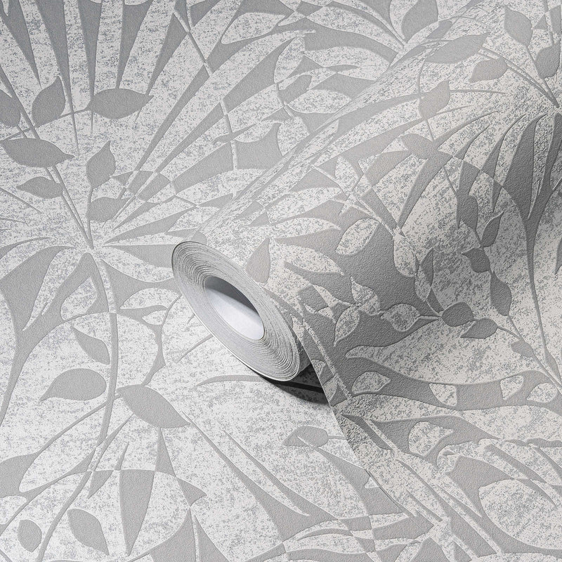 Subtle Leaf Wallpaper - Grey/Silver