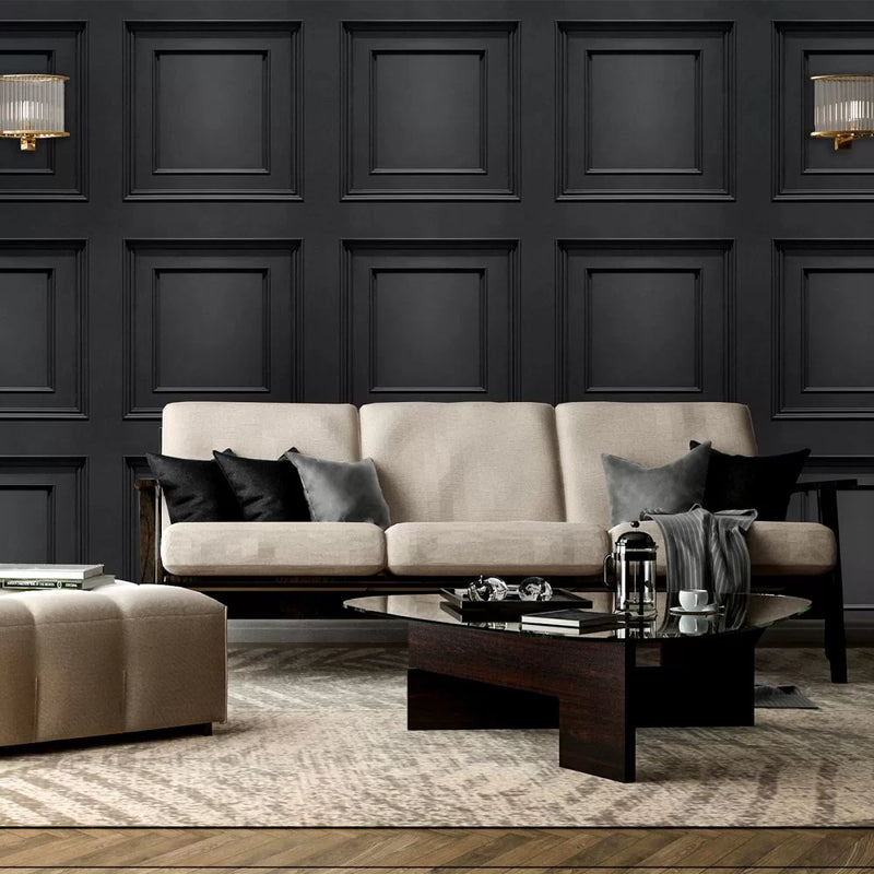 Amara Wood Panel Wallpaper - Black