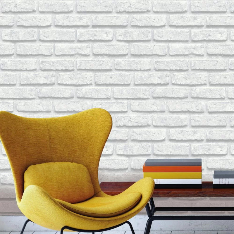 A4 White Brick Wallpaper Sample