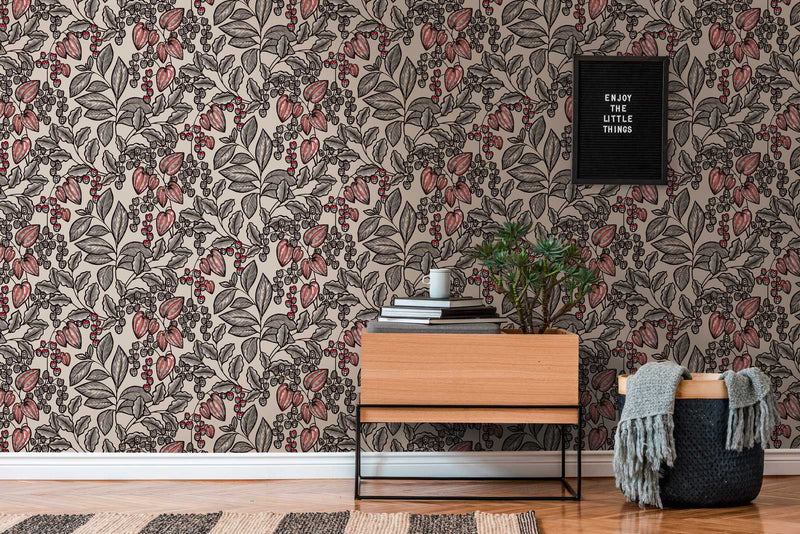 Floral Vine Wallpaper - Latte