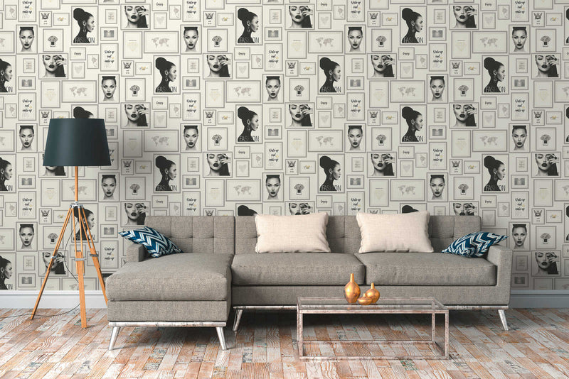 Fashion Wallpaper - Grey/Pink