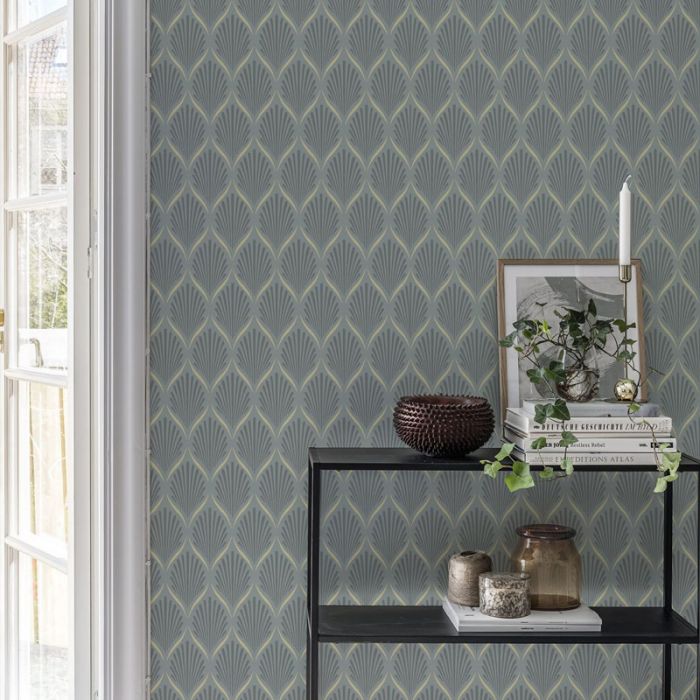 Lilly Geometric Wallpaper - Blue