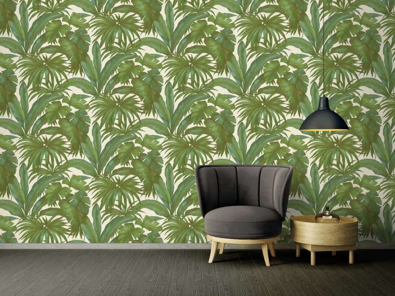 Versace Giungla Palm Leaves Wallpaper - Green/Beige