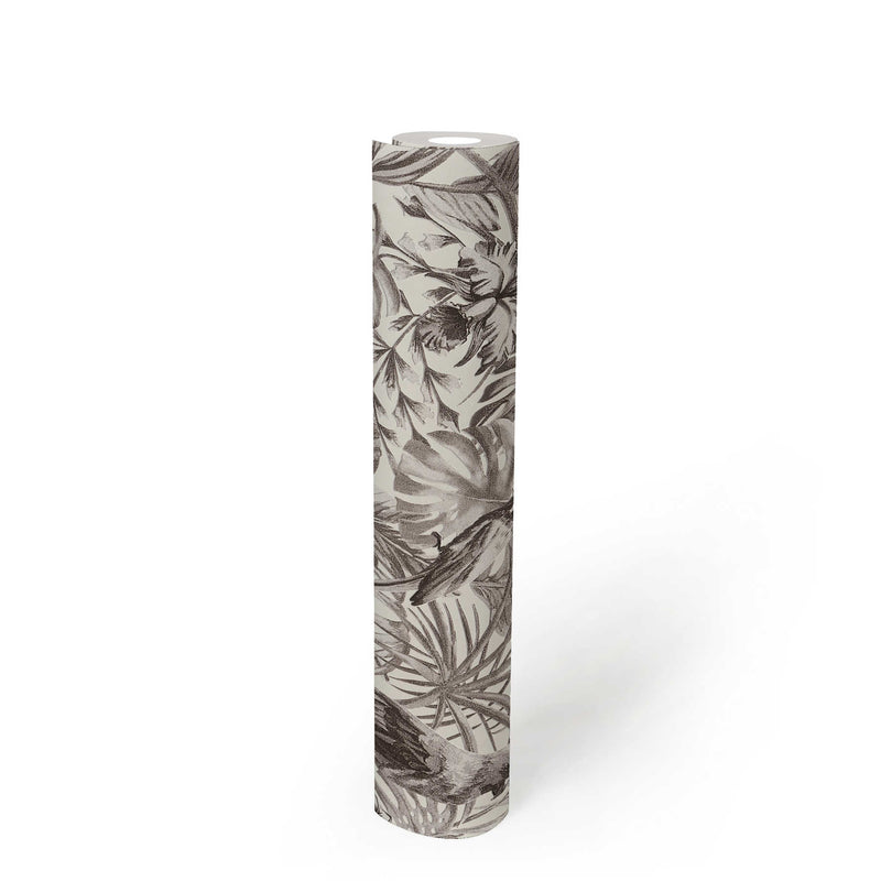 Jungle Parrots Wallpaper - Black + White - Discontinuing