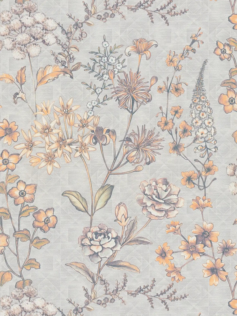 Stockholm Floral Wallpaper - Grey Blue