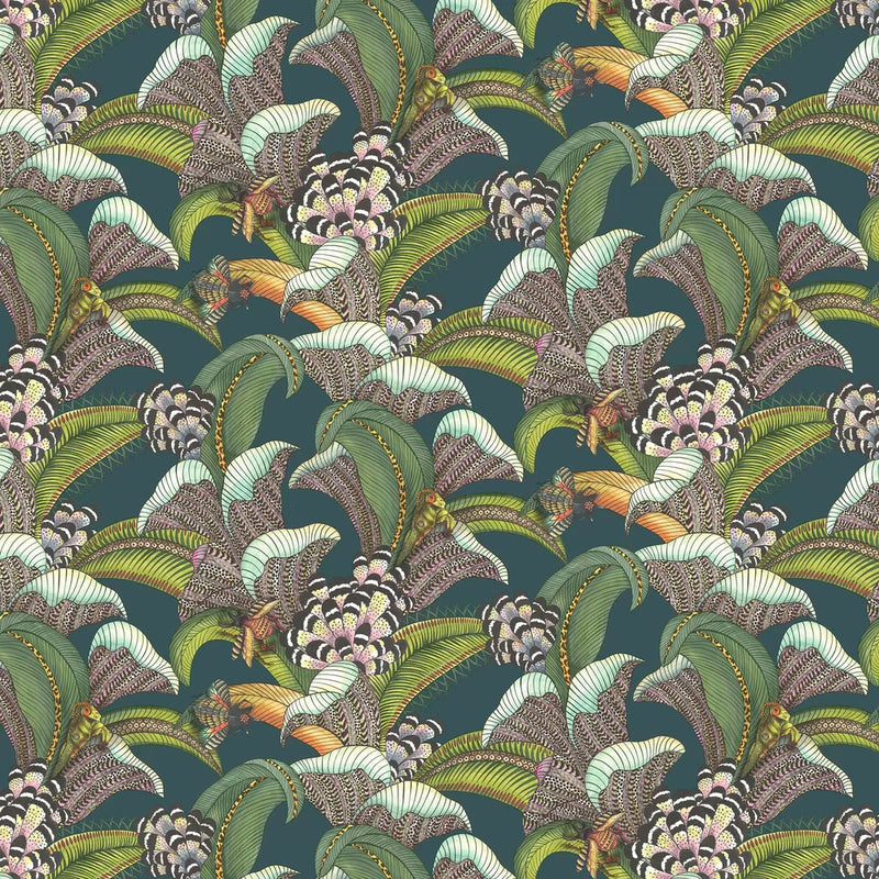 Hoope Wallpaper - Forest Green on Dark Viridian