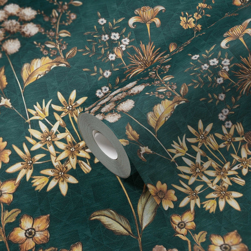 Stockholm Floral Wallpaper - Teal