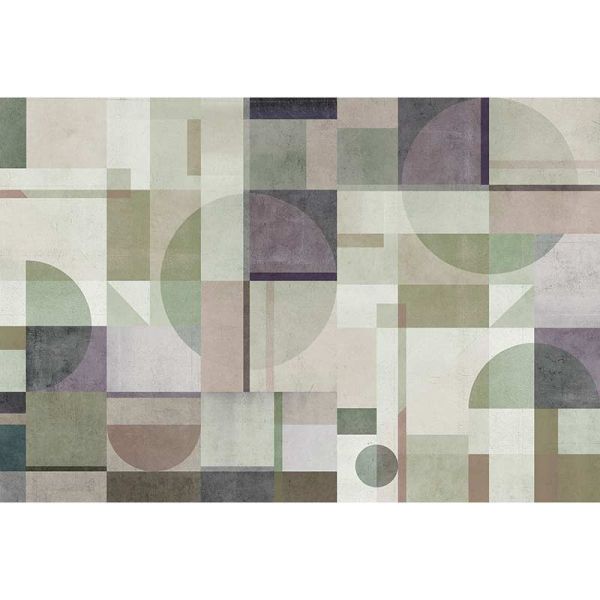 Piazza  Mural Wallpaper - Green - 2.45m H x 2.15m W