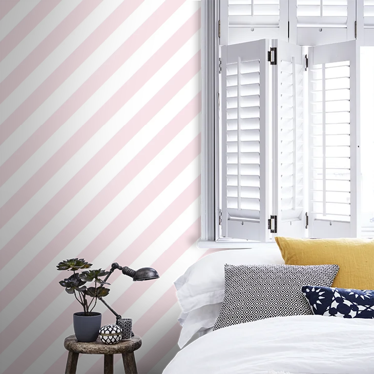 Diagonal Stripes Wallpaper - Black and White