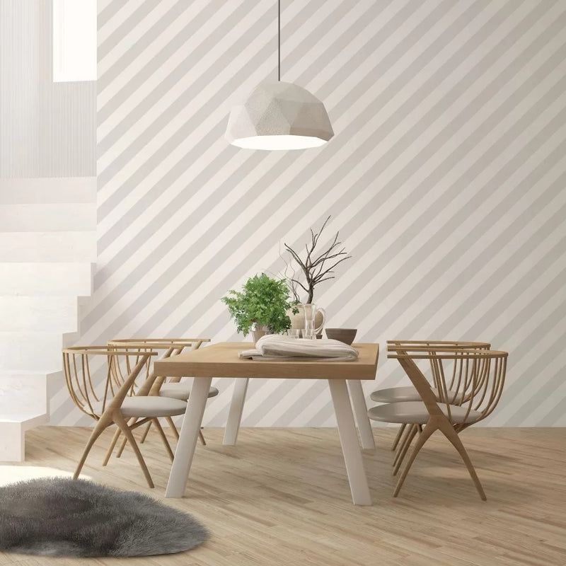 Diagonal Stripes Wallpaper - Black and White