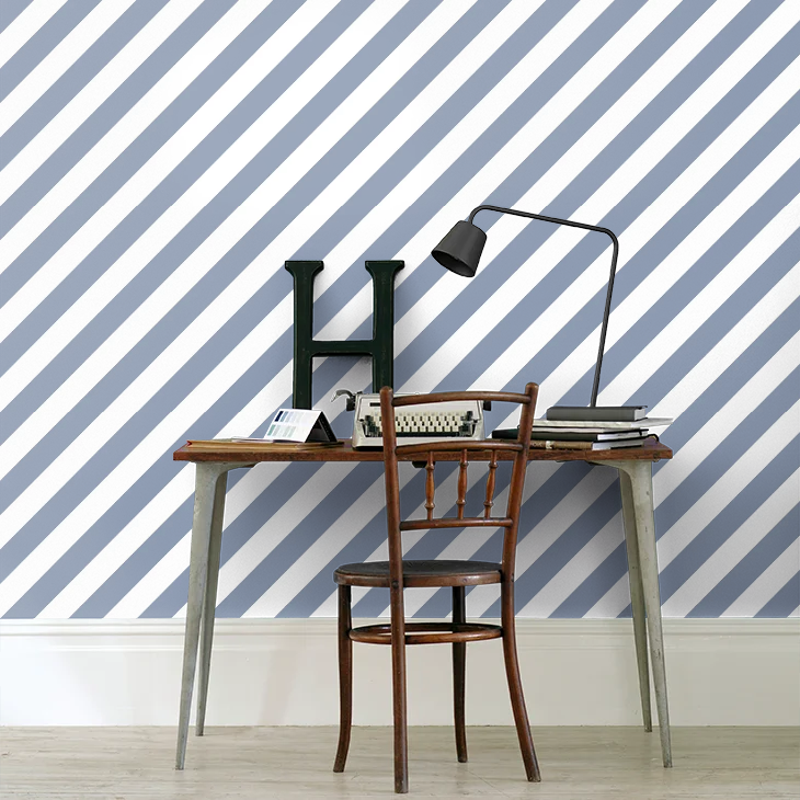 Diagonal Stripes Wallpaper - Black and White