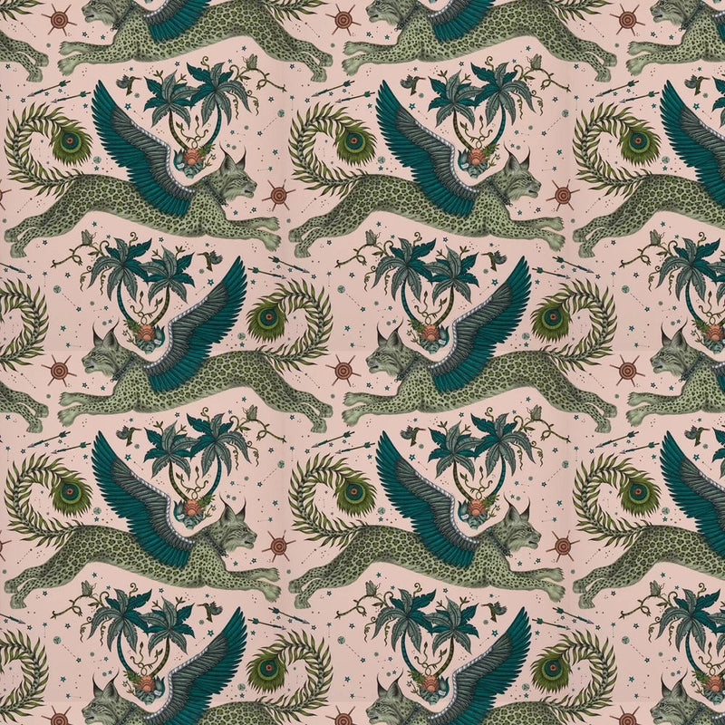 Lynx by Emma Shipley Wallpaper - Pink