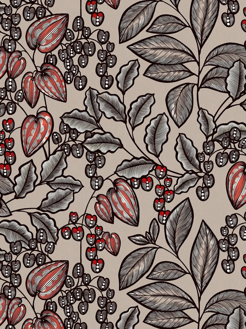 Floral Vine Wallpaper - Latte