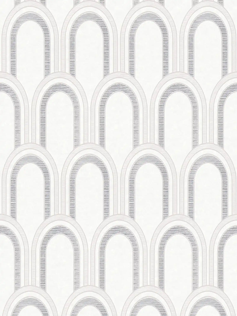 Metallic Arches Wallpaper - White Grey