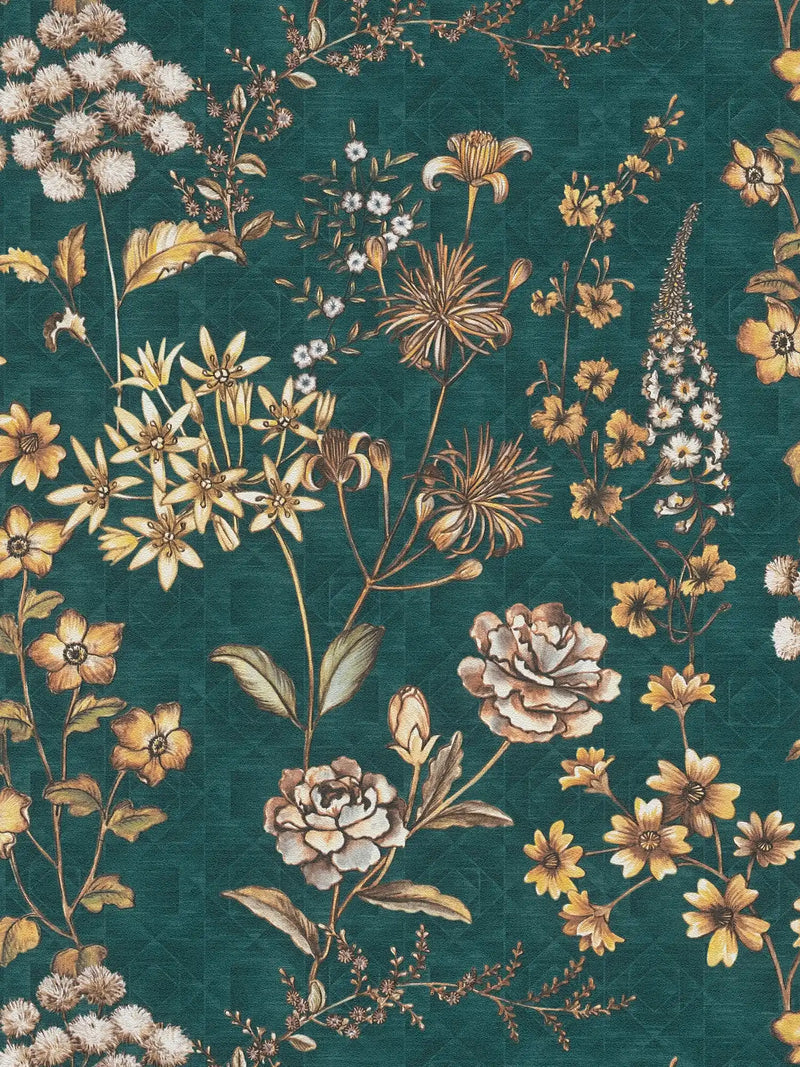 Stockholm Floral Wallpaper - Teal