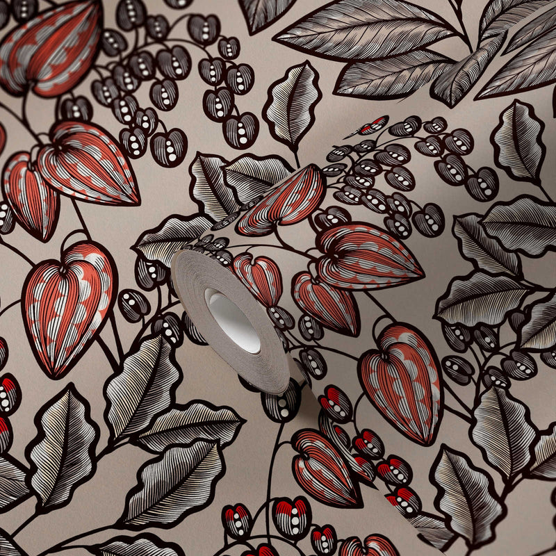 Floral Vine Wallpaper - Latte