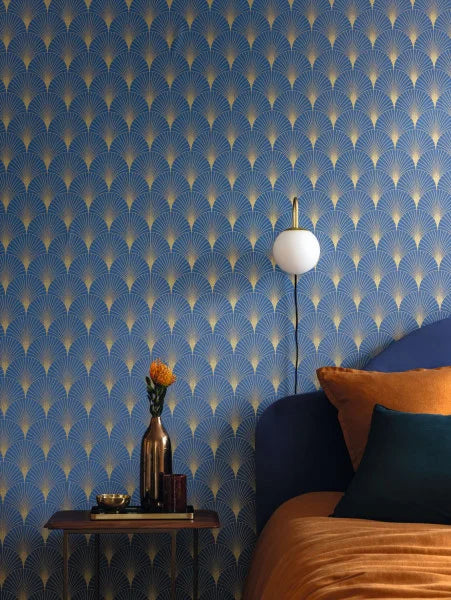 Prosperity Wallpaper - Bleu outre mer dore