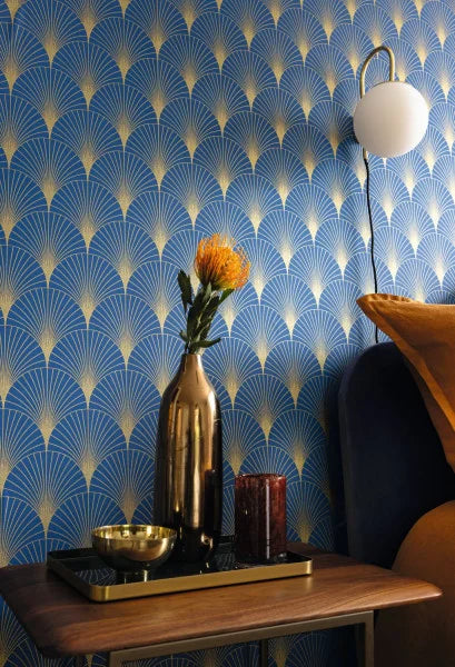 Prosperity Wallpaper - Bleu outre mer dore