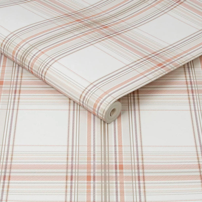 Iona Check Wallpaper - Burnt Orange