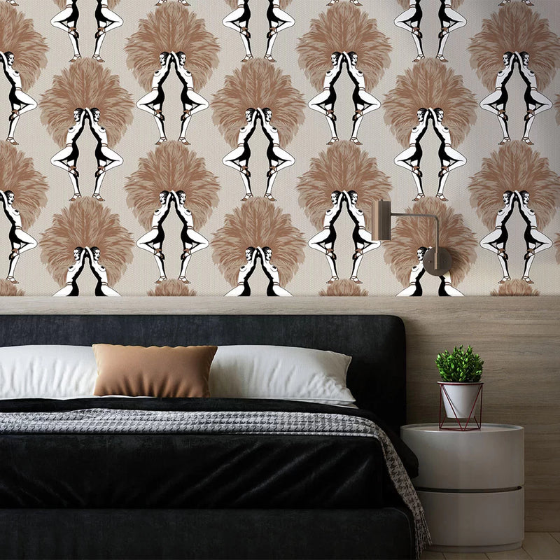 Showgirls Wallpaper - Cream Metallic (Tiny Spot)