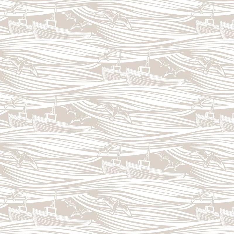 Whitby Boat Wallpaper - Stone